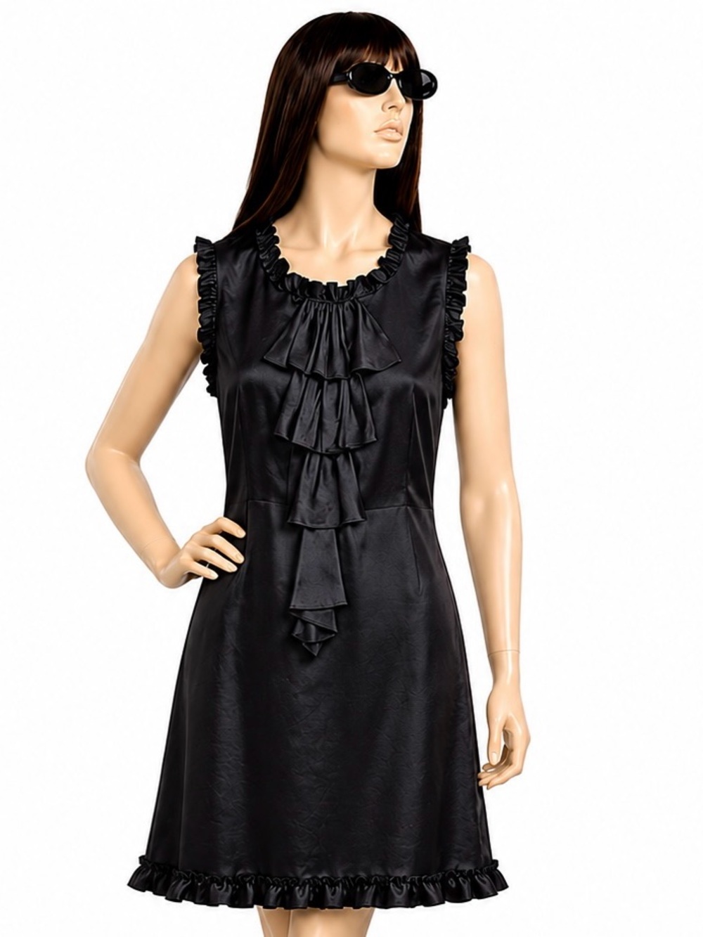 Milly Black Silk Ruffle Dress Size 2 LBD Dark Romantic Whimsigoth Fairycore